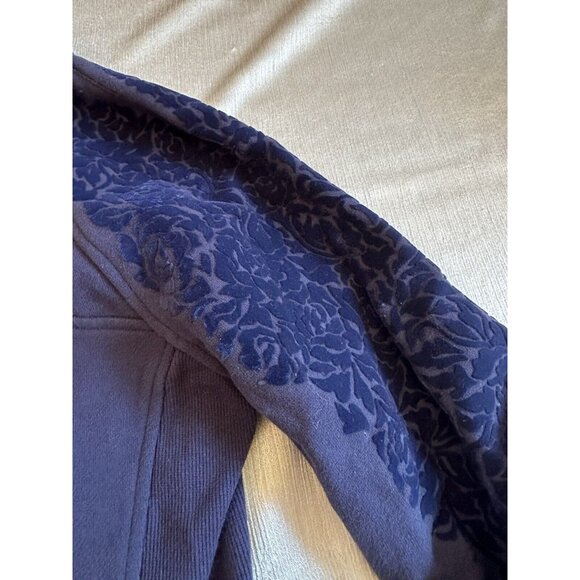 Lululemon Sweater Womens 6 Blue 1/4 Zip Pullover Mock Neck Flock Floral Navy - Picture 6 of 10